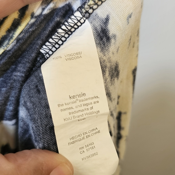 Kensie black yellow viscose knit drop shoulder round neck top women size L US - Picture 6 of 6